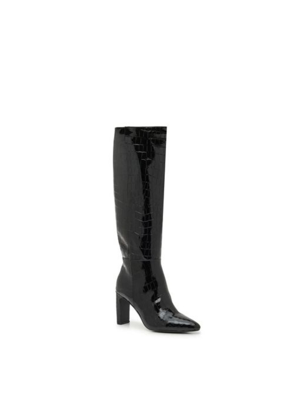 Patent leather high crocodile boots
